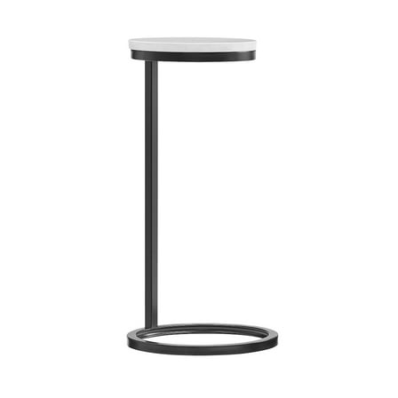 Comfort Pointe Chalmay Round Bronze Metal Accent Table with White Marble Top