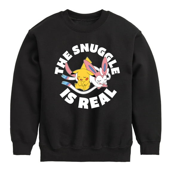 Pokémon - The Snuggle Is Real Pikachu And Sylveon - Toddler & Youth Crewneck Fleece Sweatshirt