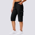 thumbnail image 4 of Long Shorts for Women Lightweight Quick Dry Hiking Cargo Shorts with Pockets Summer Drawstring Bermuda Short Black S, 4 of 8