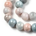 thumbnail image 2 of Opaque Crackle Glass Round Beads Strands Imitation Stones Round Teal 8~9mm Hole: 1.5mm about 104~106pcs/strand 30.31~31.10 inch(77~79cm), 2 of 3