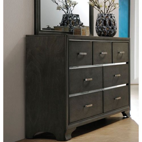 Modern Wood Dresser with 7 Drawers, Dovetail English Front & Back, Wooden Legs, Bedroom Dresser