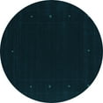 thumbnail image 1 of Ahgly Company Machine Washable Indoor Round Abstract Turquoise Blue Contemporary Area Rugs, 3' Round, 1 of 4