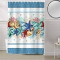 thumbnail image 5 of Fabric Shower Curtain, Ocean Starfish Seashell Coral Blue Striped Shower Curtains with 12 Hooks Waterproof Machine Washable Bath Curtains for Bathroom,36 x 78in, 5 of 6