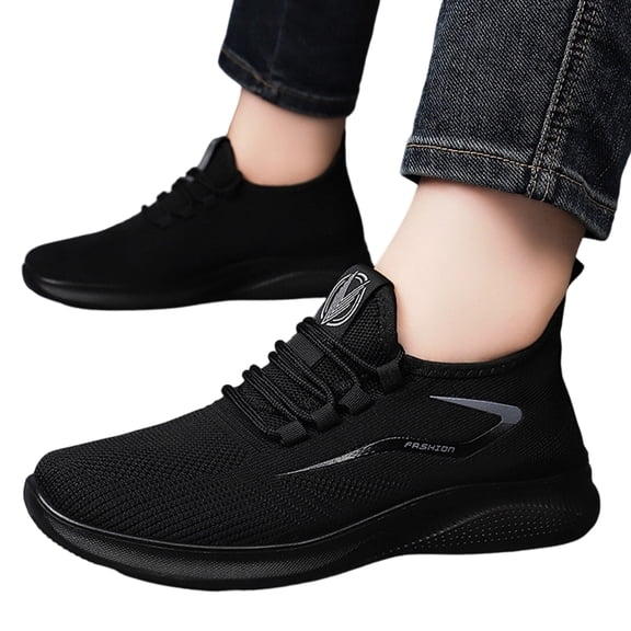 LTTVQM Bowling Shoes Men Orthopedic Arch Support Mesh Slip-On Walking Shoes Non-Slip Sole Breathable Outdoor Casual Athletic Comfortable Lace-Up Sneakers Black 43(US-9Men)