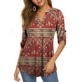 thumbnail image 1 of FOLUNSI Women's Plus Size Tunic Tops Floral Print V Neck Henley Shirts, 1 of 5