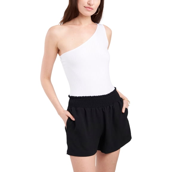 1.state Women's One-Shoulder Bodysuit, Size Large - 	 Ultra White