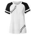 thumbnail image 3 of Lkhaha Women's T-Shirts Raglan Baseball Round Neck Slim Patchwork Print Vacation Blouse White XL, 3 of 3
