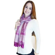Art Fashions of Europe A-34 Women Silk Blend Paisley Pashmina Scarf - Purple & White