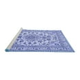 thumbnail image 2 of Ahgly Company Machine Washable Indoor Round Medallion Blue Traditional Area Rugs, 5' Round, 2 of 4