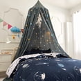 thumbnail image 1 of Modern Ins-Style Foldable Ceiling-Mounted Bed Canopy with Light Blocking & Windproof Design - Easy No-Drill Installation, Durable Polyester & Steel Wire Construction, Space Print Pattern, 65cm, 1 of 6