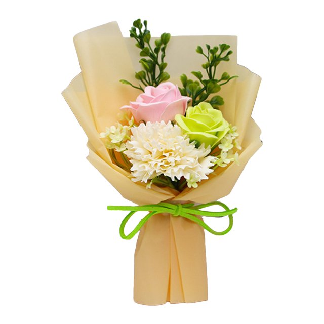 Ramo de flores de jabón con clavel artificial perfumado y rosas para mujer, mamá, esposa, mejor amiga, cumpleaños y Navidad.