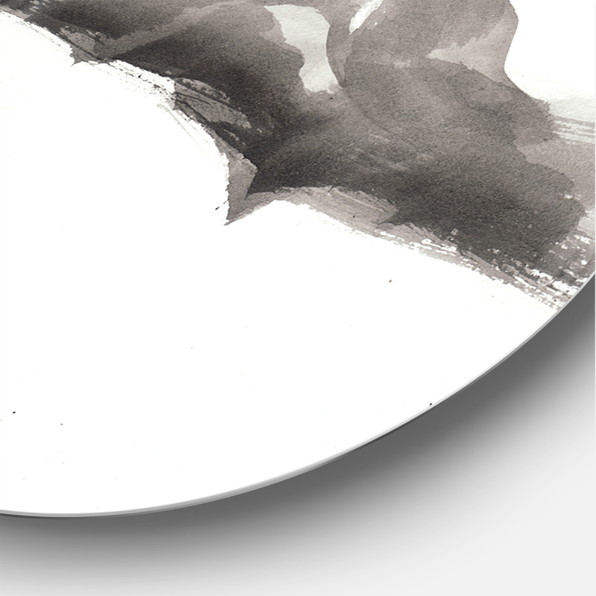 Designart 'Monochrome Crying Crow On A Branch' Traditional Circle Metal Wall Art 29x29 - Disc of 29