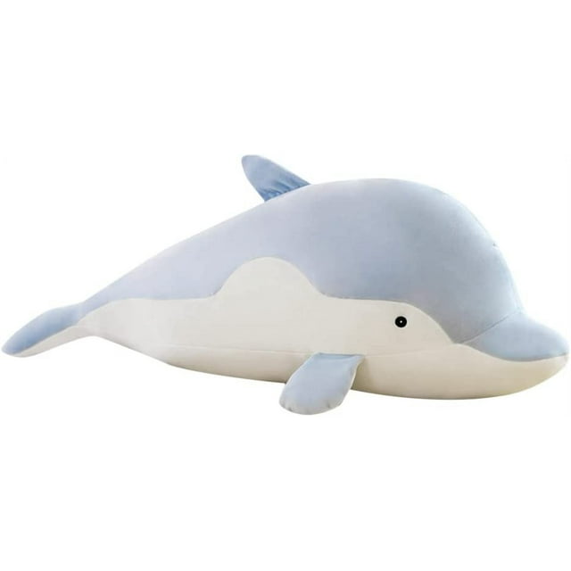 Delfín de peluche, 35 cm, bonito delfín de peluche para niñas y niños, azul