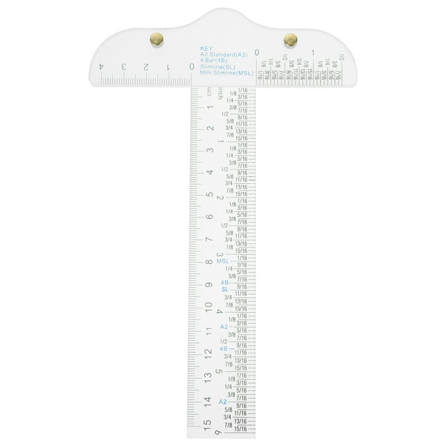Miangastore Règle de Mesure en Plastique Transparent en Forme de T pour Dessin et Vérification de Mise en Page avec Pouces et