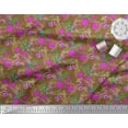thumbnail image 2 of Soimoi Satin Silk Fabric Leaves & Azalea Floral Decor Fabric Printed Yard 42 Inch Wide, 2 of 3