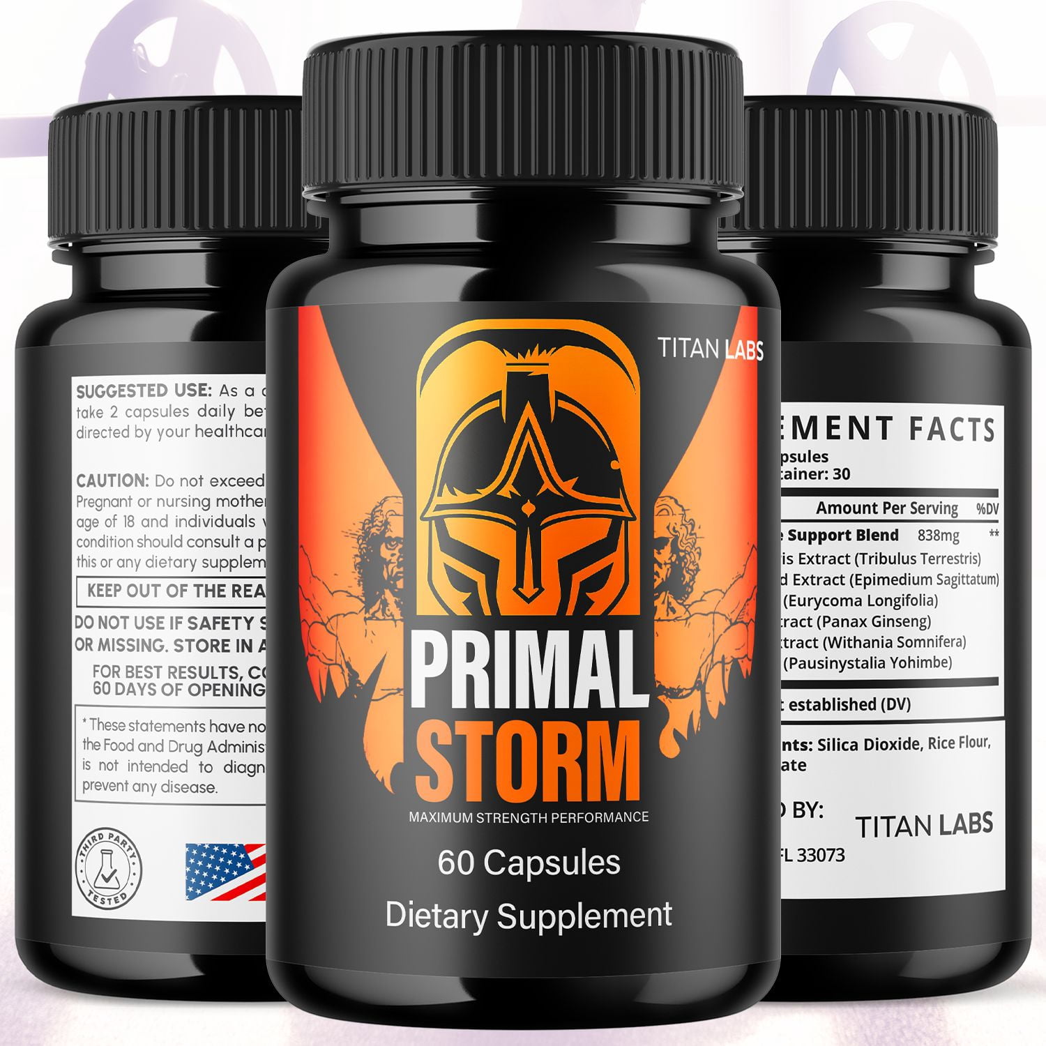 Primal Storm Advanced Formula Natural Supplement Pills for Max Strength PrimalStorm 180 Capsules