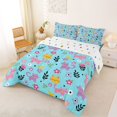 thumbnail image 2 of Homewish Cute Cartoon Cat Queen Comforter Set,Kawaii Floral Leaves Comforter Sets Queen,Teal,Polkadot Reversible,3-Piece,1 Comforter and 2 Pillowcases, 2 of 7