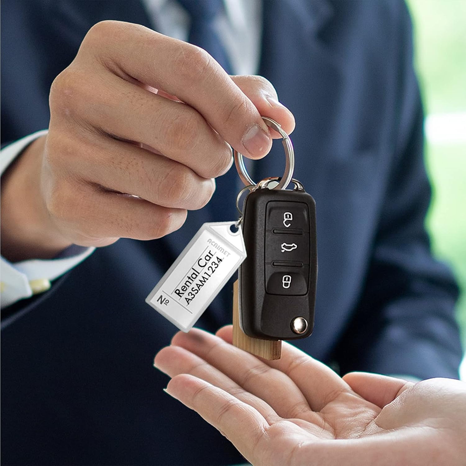Acrimet Plastic Key Tag with Metal Ring and Label Window (Crystal Color) (60 Pack)