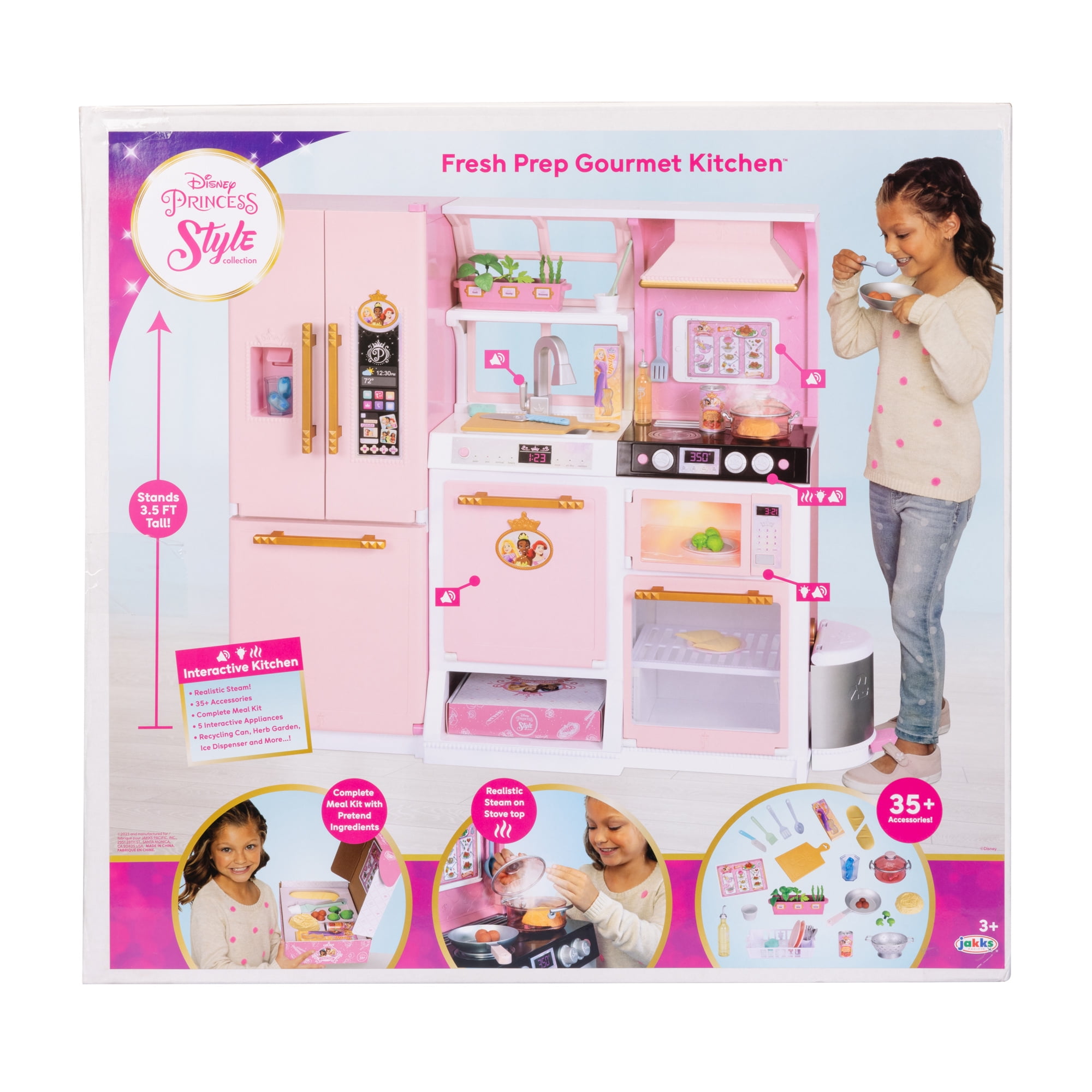 Disney Princess Style Collection Fresh Prep Gourmet Kitchen, Interactive  Pretend Play Kitchen for Girls & Kids with Realistic Steam, Complete Meal  Kit
