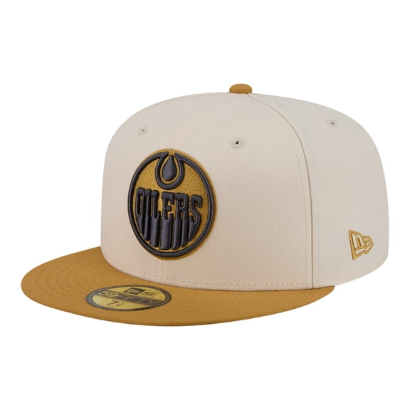 Men's New Era Cream/Tan Edmonton Oilers Colorpack Two-Tone 59FIFTY Fitted Hat