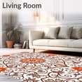 thumbnail image 2 of ODIKA 5'x7' Machine Washable Non-Slip Area Rug, Celestial Medallion with Interlocking Botanical Scrollwork Motifs High Traffic Rug with Pad, Orange, 709316, 2 of 8