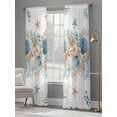 thumbnail image 4 of Beach Coastal Sheer Curtains 84 Inch Length 2 Panels Set Window Treatments, Nautical Shell Starfish Coral Summer Rod Pocket Semi Curtains for Living Room/Bedroom/Kitchen Décor, 104"W x 84"L, 4 of 7