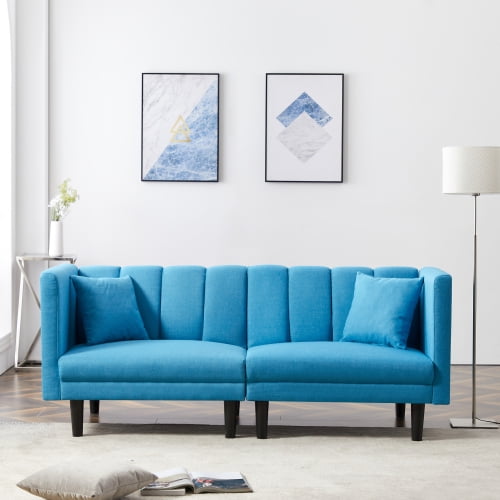 Wulawindy FUTON SOFA BED SLEEPER WITH 2 PILLOWS LINEN BLEND FABRIC