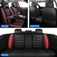 thumbnail image 2 of For Cadillac Car Seat Covers 5 Seats Full Set, Waterproof PU Leather Cushion Protector with Pillow, Front Rear Seat Cover for XT4/5 ELR LYRIQ SRX STS XTS Black+Red, 2 of 15
