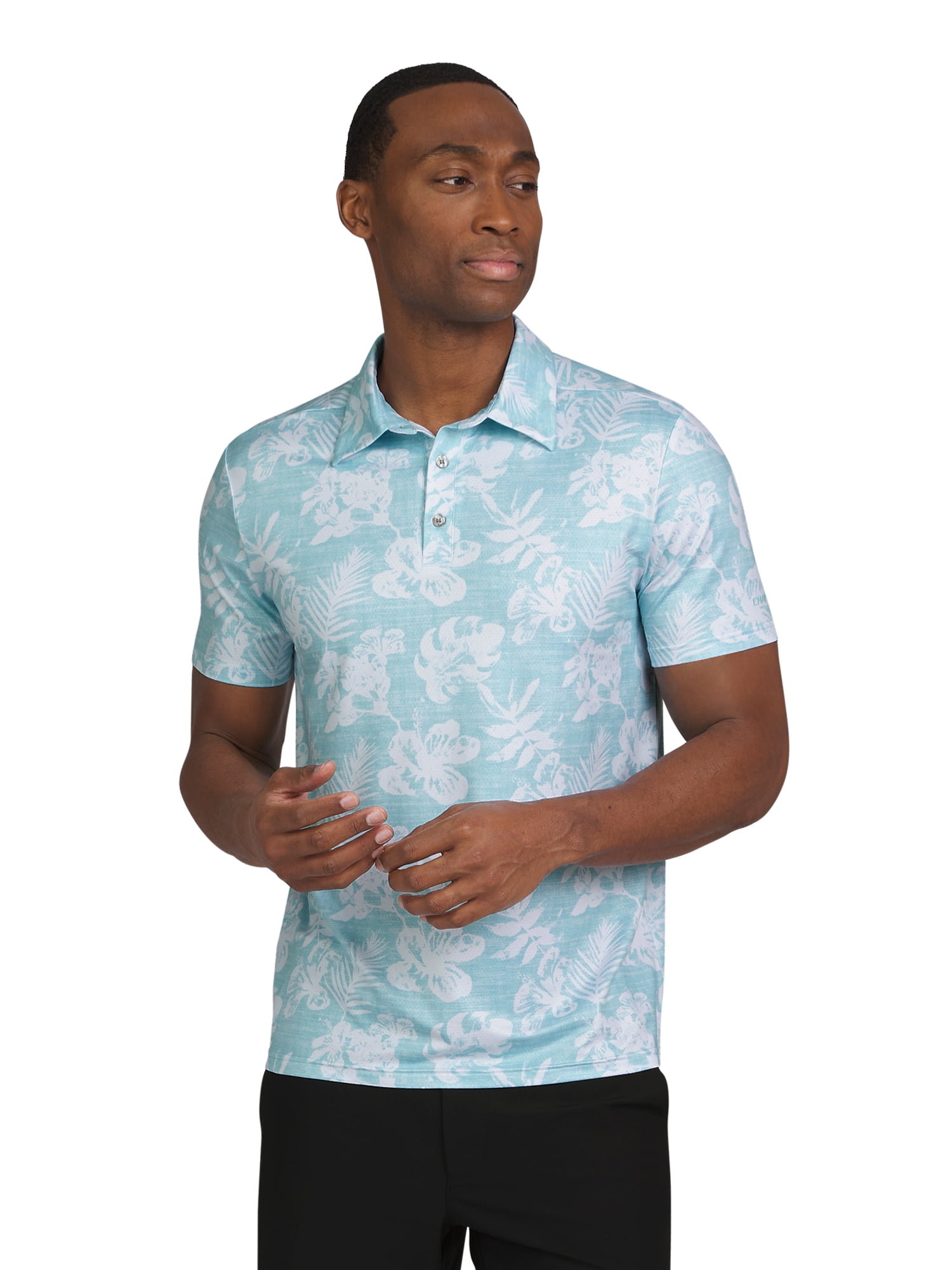 Chaps Golf Men's and Big Men's Classic Fit Short Sleeve Printed Mesh Polo Shirt