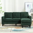 thumbnail image 2 of PORKISS Sectional Sofa with Ottoman, Velvet Fabric Sectional Couch, 3 Seat L Shaped Sofa for Apartment, Green, 2 of 12
