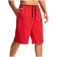 thumbnail image 2 of Men's Fitness Running Shorts Drawstring Elastic Waist Shorts Solid Zipper Pocket Beach Sports Shorts, 2 of 4