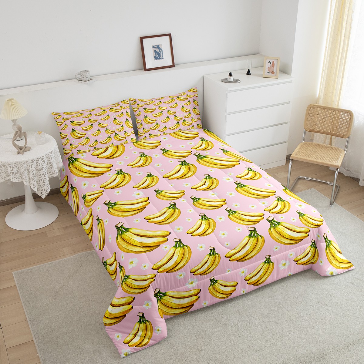 THE BANANA イエロー & ゴールド　セット Erosebridal Yellow Banana Comforter Sets Twin Size, Cartoon Print