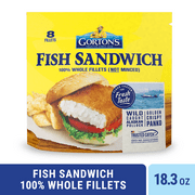 Gortons Breaded Fish Sandwich, Wild Caught Alaskan Pollock, Frozen, 8 Ct, 18.3 oz