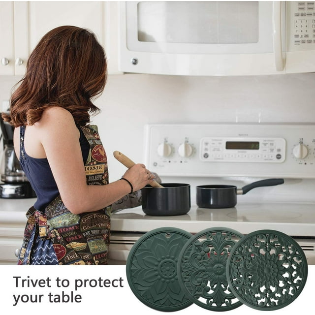 Staron Trivet Mat under $5! Silicone Hot Pad Set Heat Resistant Non-Slip Surface Protective Mat for Tables and Countertops