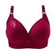 thumbnail image 4 of Bras for Women Plus Size Breathable Daily Underwear Small Print Bra Wine XS-4XL, 4 of 4