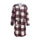 thumbnail image 4 of ICHUANYI Clearance Women Fashion Button Plush Tops Plaid Print Loose Cardigan With Pocket Coat Jacket(Brown, M) ICHUANYI WER2023081010162, 4 of 5
