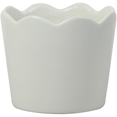 Mainstays 6in Scallop White Ceramic Round Planter
