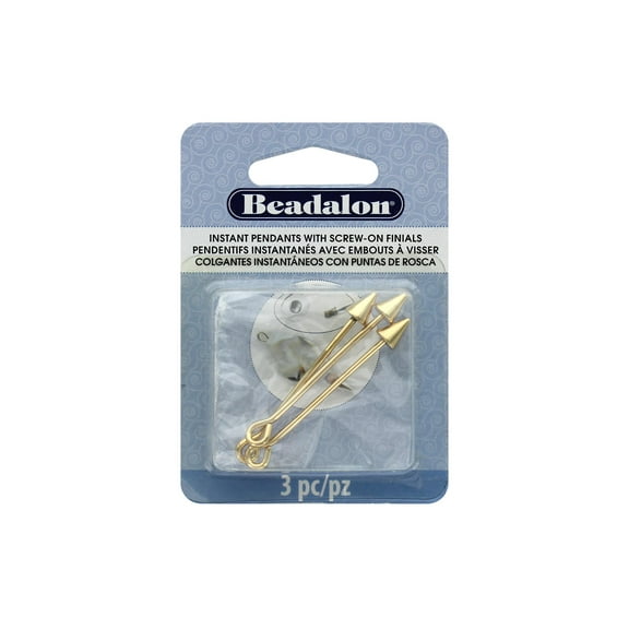 Beadalon Instant Pendant Cone 36.6mmx1.6mm Gld 3pc