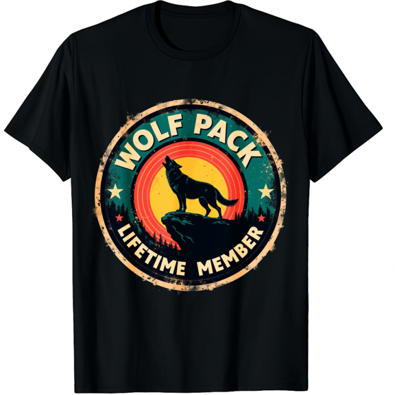 Wolf Pack Men Howling Wolf Lifetime Member T-Shirt for Men Women