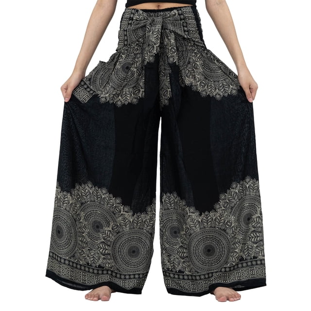 Txlixc Pantalones Mujer, Color Sólido/Patrones Impresos Cintura Alta Amarrar Pantalones Largos Sueltos para Primavera Otoño, S/M/L/XL/XXL Txlixc Estilo de ocio