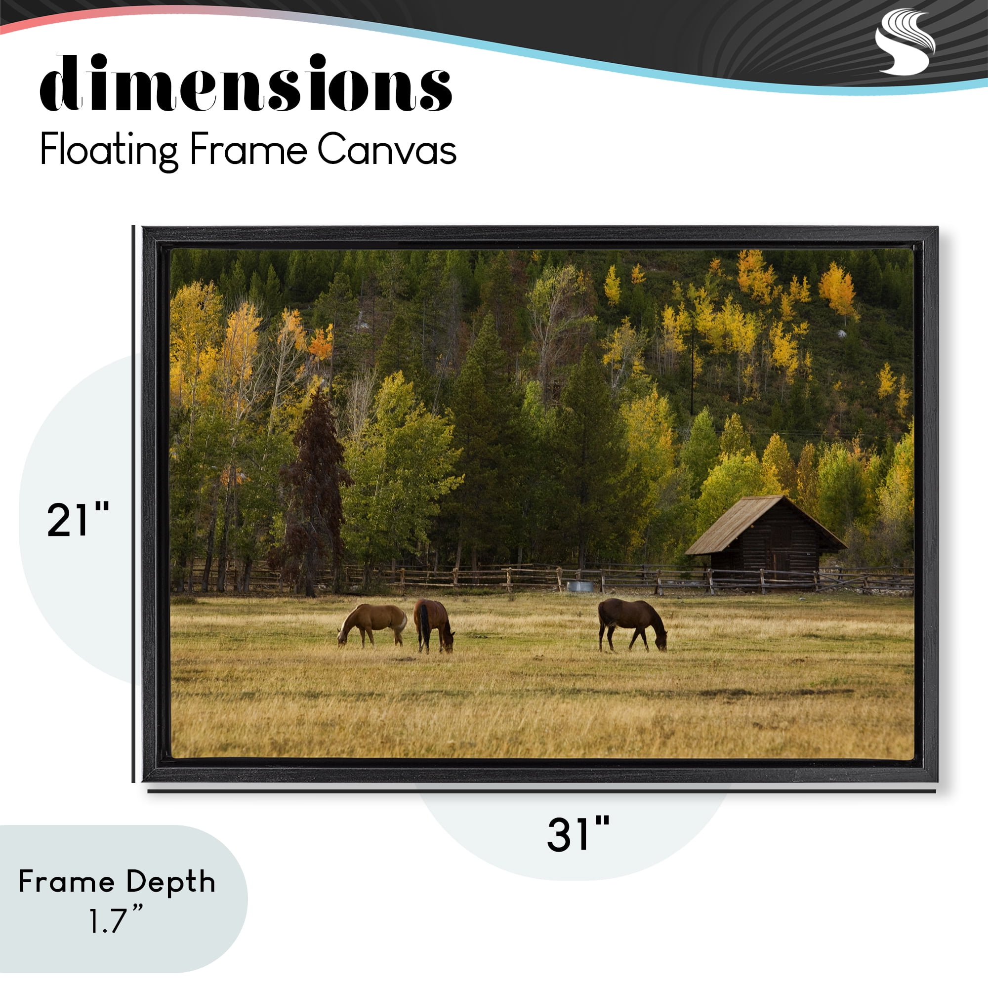 Stupell Industries Horses In Jackson Hole Black Framed Floater Canvas Wall Art, design by Scott Stulberg