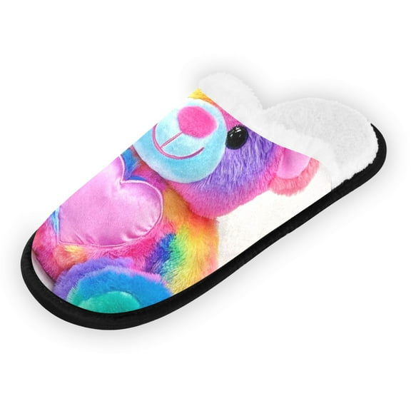 Women's Men's Slippers, Non-Slip Travel Unisex Fleece House Shoes A Bear Toy