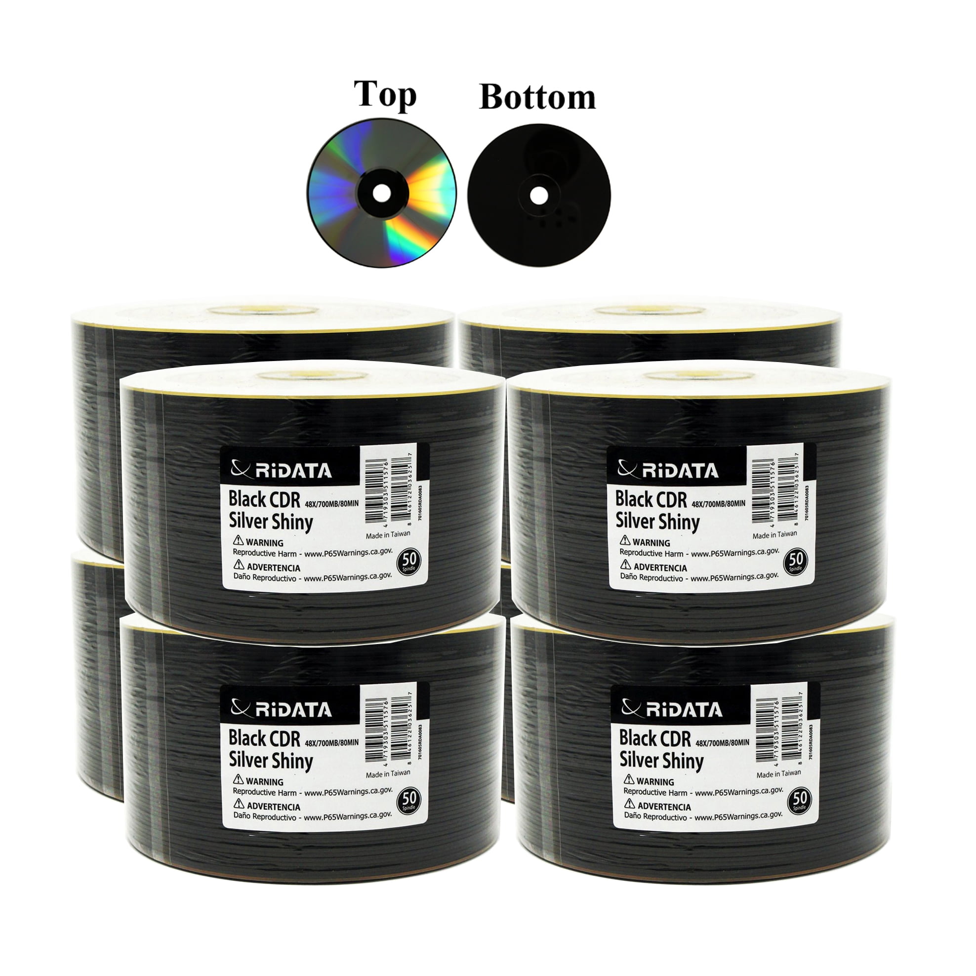 300 Pack Ridata Black CD-R 48X 700MB 80M Shiny Silver