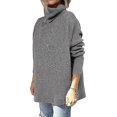 thumbnail image 3 of Bxhd Women's Turtleneck Oversized Batwing Sleeve Spilt Hem Knit Tunic Pullover Sweater, 3 of 4