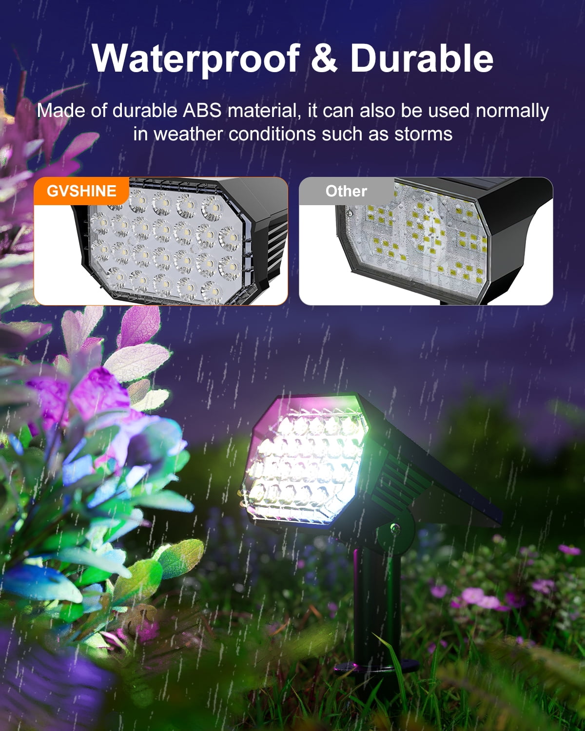 6 Pack Color Change Solar Outdoor Spot Lights Outside Landscape Waterproof 24 LED Spotlights Dusk to Dawn for Christmas Decorations,Tree, Snowman, Elk