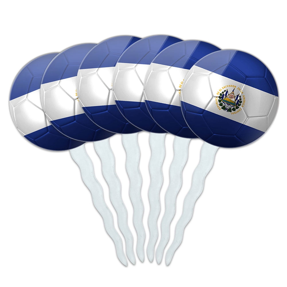 El Salvador Flag Soccer Ball Futbol Football Cupcake Picks Toppers ...