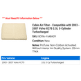 thumbnail image 2 of Cabin Air Filter - Compatible with 2003 - 2007 Volvo XC70 2.5L 5-Cylinder Turbocharged 2004 2005 2006, 2 of 2