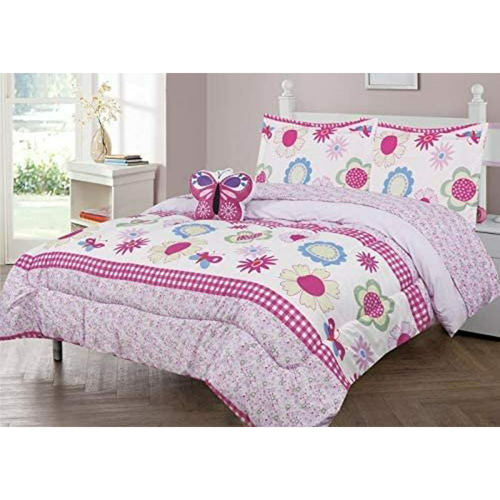 6 Piece Twin Size Kids Girls Teens Comforter Set Bed In Bag With Shams