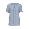 thumbnail image 3 of Patlollav Womens Tshirts Under $10, Womens Summer Tops Short Sleeve V-Neck Solid Casaul Jacquard T-Shirt Blouses, 3 of 6