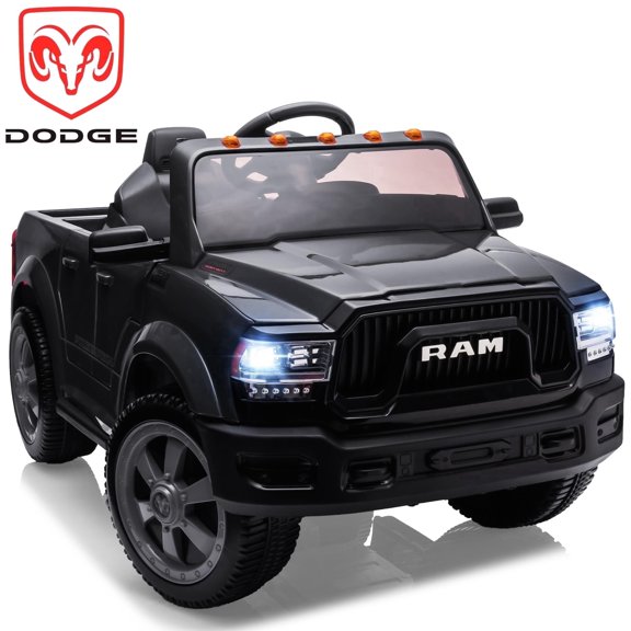 Dodge RAM 2500 Ride On Car for Kids, 12V Powered Ride on Toy with Remote Control, Rear Wheel Suspension, 5 Point Safety Harness, Bluetooth, LED Lights, Electric Vehicles for 3-5 Year